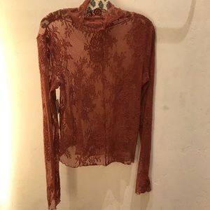 Free People lace/sheer turtleneck
